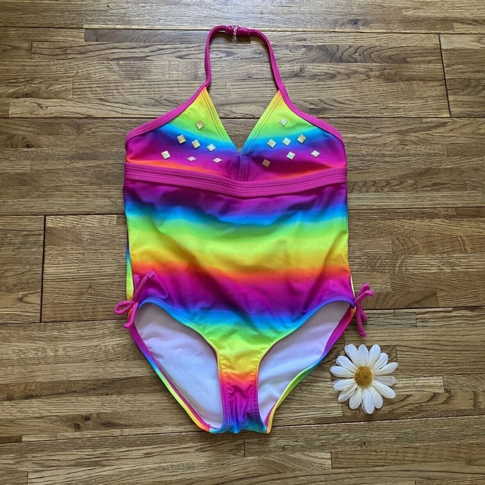 St. Tropez Rainbow Tie-Dye Swimsuit Size 6‎